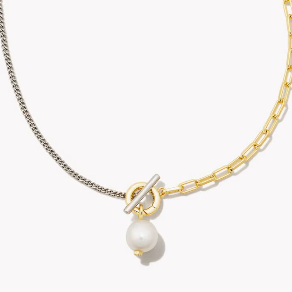 NEW Kendra Scott Leighton Convertible Mixed Metal Pearl Chain Necklace